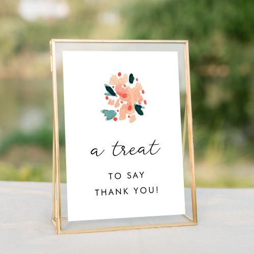 Pink Watercolor Floral Baby Shower Table Sign