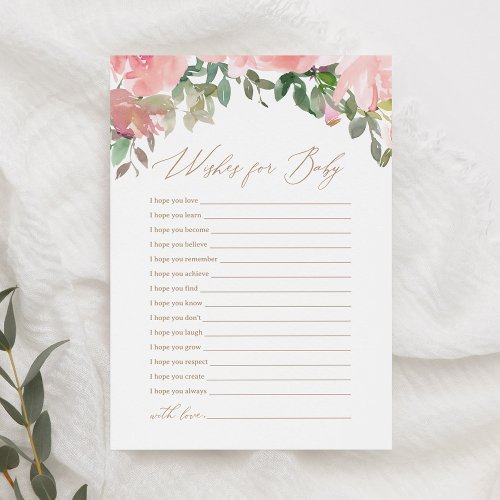 Pink Watercolor Floral Baby Shower Wishes for Baby Invitation