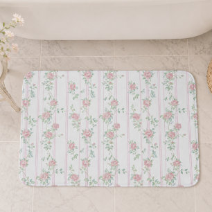 Pink Watercolor Floral Bath Mat