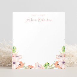 Pink Watercolor Floral Boho Personalized Notepad