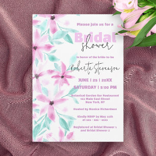 Pink Watercolor Floral Botanical Bridal Shower Invitation