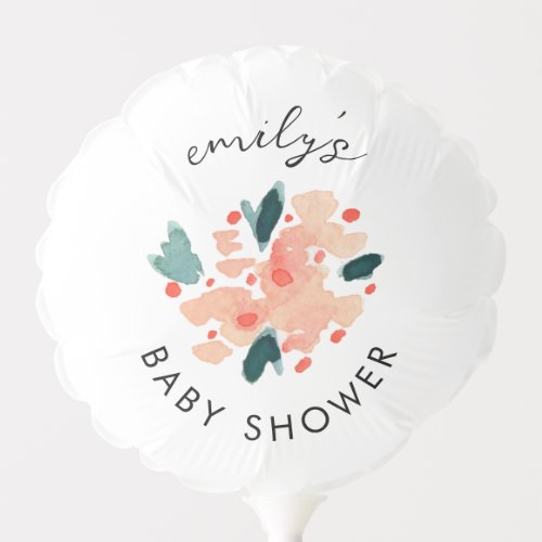 Pink Watercolor Floral Bouquet Baby Shower Balloon