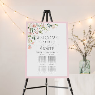Pink Watercolor Floral Bridal Shower 4 Table Foam  Board