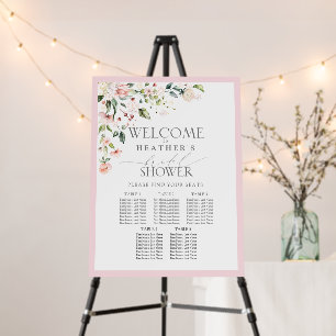Pink Watercolor Floral Bridal Shower 5 Table Foam Board