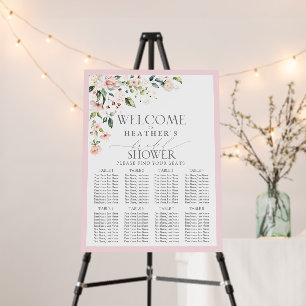 Pink Watercolor Floral Bridal Shower 8 Table Foam Board