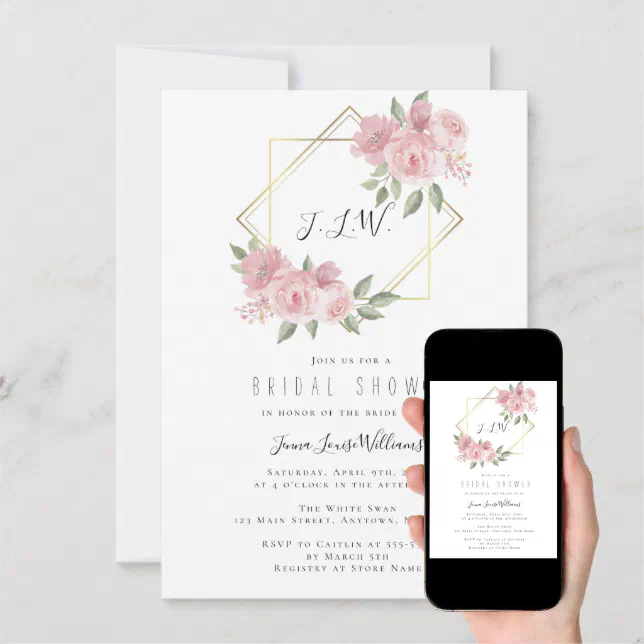 Pink Watercolor Floral Bridal Shower Invitations Zazzle 9197