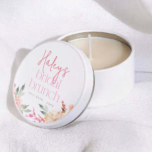 Pink Watercolor Floral Bridal Shower Mini Candle Favors
