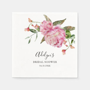 Pink Watercolor Floral Bridal Shower Napkins