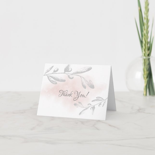 Pink Watercolor Floral Bridal Shower Thank You (Front)