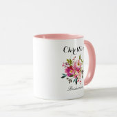 Pink Watercolor Floral Bridesmaid Mug (Front Right)