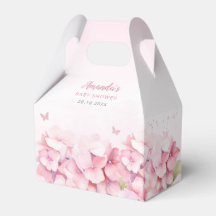 Pink Watercolor Floral Butterfly Girl Baby Shower Favor Boxes