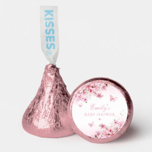 Pink Watercolor Floral Butterfly Girl Baby Shower Hershey®'s Kisses®
