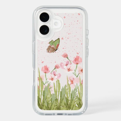 Pink Watercolor Floral Butterfly Wallpaper iPhone 16 Case