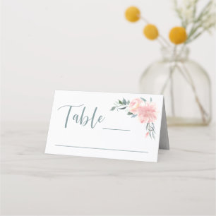Pink Watercolor Floral Corner Wedding and Banquet Place Card