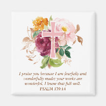Pink Watercolor Floral Cross Bible Verse