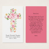 Pink Watercolor Floral Cross Prayer Card (Front & Back)