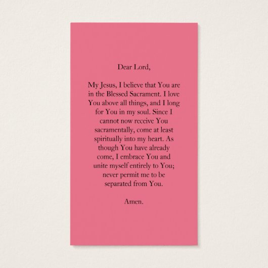 Pink Watercolor Floral Cross Prayer Card (Back)