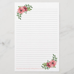 Pink Watercolor Floral Design Stationery