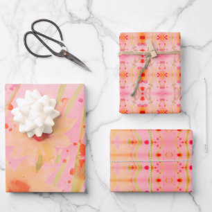 Pink Watercolor Floral Designer Wrapping Paper Sheets