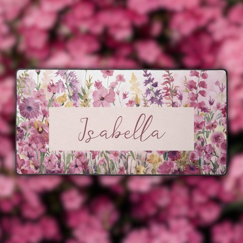 Pink Watercolor Floral  Desk Mat