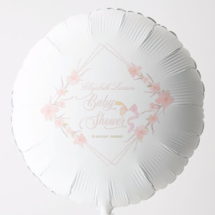 Pink Watercolor Floral Elegant Baby Shower Balloon