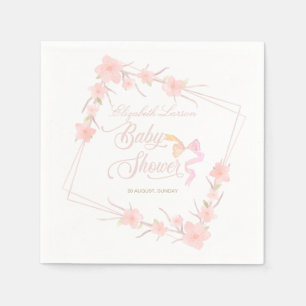 Pink Watercolor Floral Elegant Baby Shower Napkins