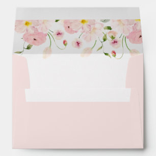 Pink Watercolor Floral Elegant Envelope Address