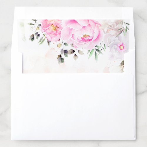 Pink Watercolor Floral Elegant Wedding Envelope Liner