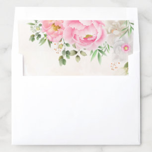 Pink Watercolor Floral Elegant Wedding Envelope Liner