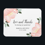Pink Watercolor Floral Elegant Wedding Magnet<br><div class="desc">Elegant floral wedding favor magnet featuring the message "Love and Thanks for sharing our special day!" along with two watercolor painted tulips in a romantic blush pink and some greenery.  These lovely thank you magnets make useful wedding favors and are great for a spring or summer wedding.</div>
