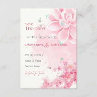 Pink Watercolor Floral Engagement Save the Date In Invitation