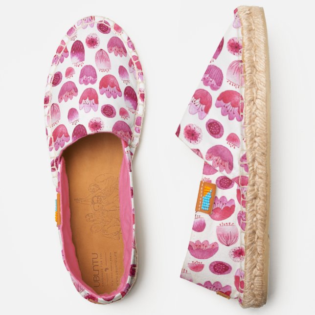 Pink Watercolor Floral Espadrilles (Side)