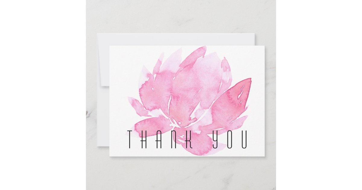 Pink Watercolor Floral Funeral Thank You Card | Zazzle