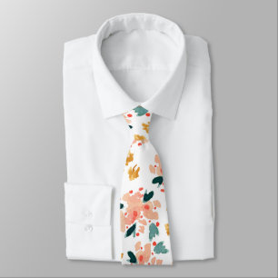 Pink Watercolor Floral Garden Neck Tie