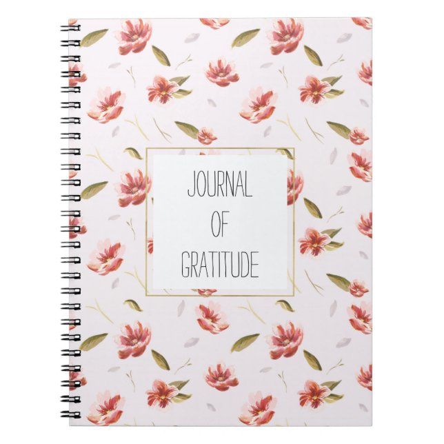Pink Watercolor Floral Garden Notebook (Front)