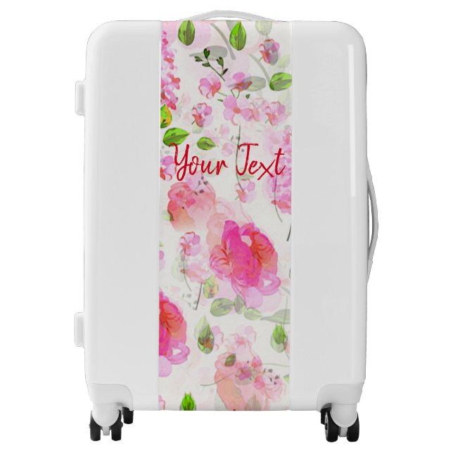 Pink Watercolor Floral Garden Pattern Luggage (Front)
