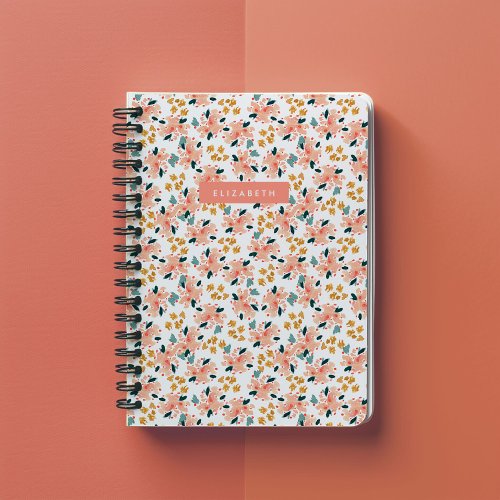 Pink Watercolor Floral Garden Personalized Notebook