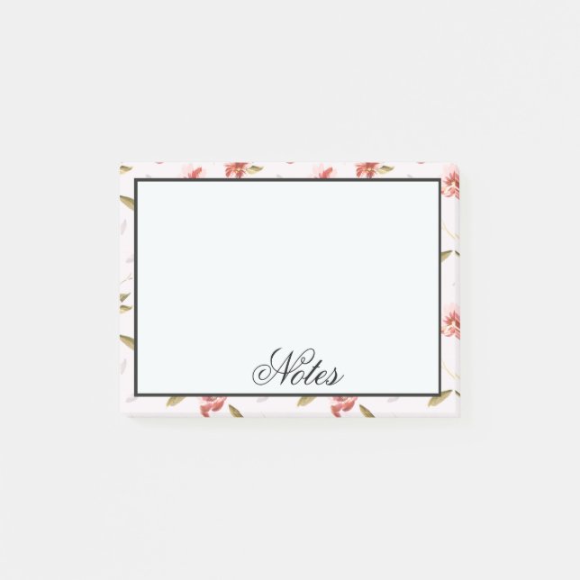 Pink Watercolor Floral Garden Post-it Notes (Front)