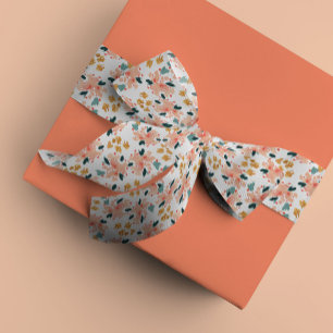 Pink Watercolor Floral Garden Satin Ribbon