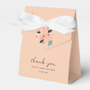 Pink Watercolor Floral Garden Thank You Favor Boxes
