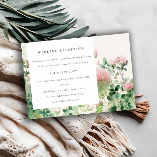 Pink Watercolor Floral Garden Wedding Reception Enclosure Card