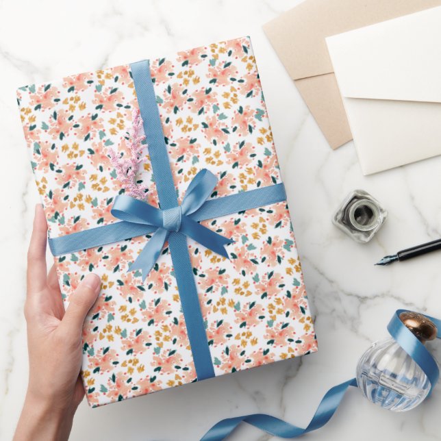 Pink Watercolor Floral Garden Wrapping Paper (Gifting)