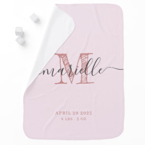 Pink Watercolor floral Girl Nursery Baby Blanket