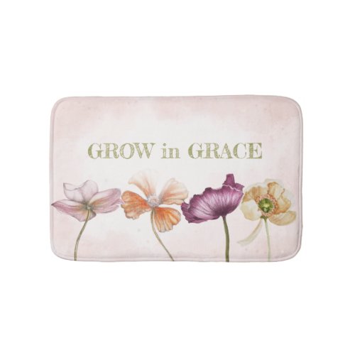 Pink Watercolor Floral Grow in Grace Bath Mat