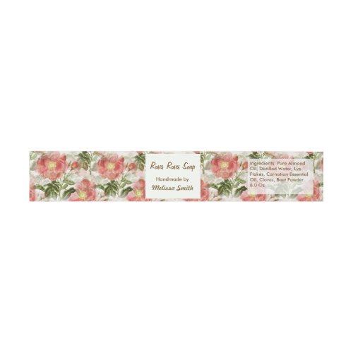 Pink Watercolor Floral Handmade Soap Band Wrap