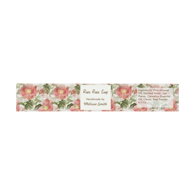 Pink Watercolor Floral Handmade Soap Band Wrap (Flat)