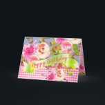 Pink Watercolor Floral Happy Birthday with Message Card<br><div class="desc">Pretty in pink, periwinkle and green, this watercolor floral "Happy Birthday" design is sure to cheer the day of your friend or family member's birthday. With a custom message inside which you can modify as desired, and a fresh, modern farmhouse, French country look, you will be spreading a bit of...</div>