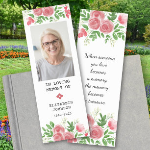 Pink Watercolor Floral In Loving Memory Photo  Bookmarks