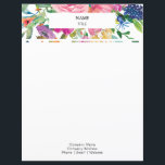 Pink Watercolor Floral Letterhead<br><div class="desc">Letterhead printed on a sheet with with beautiful pink watercolor floral. Contact me for assistance with your customizations or to request additional matching or coordinating Zazzle products for your stationery or office needs.</div>