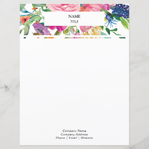 Pink Watercolor Floral Letterhead
